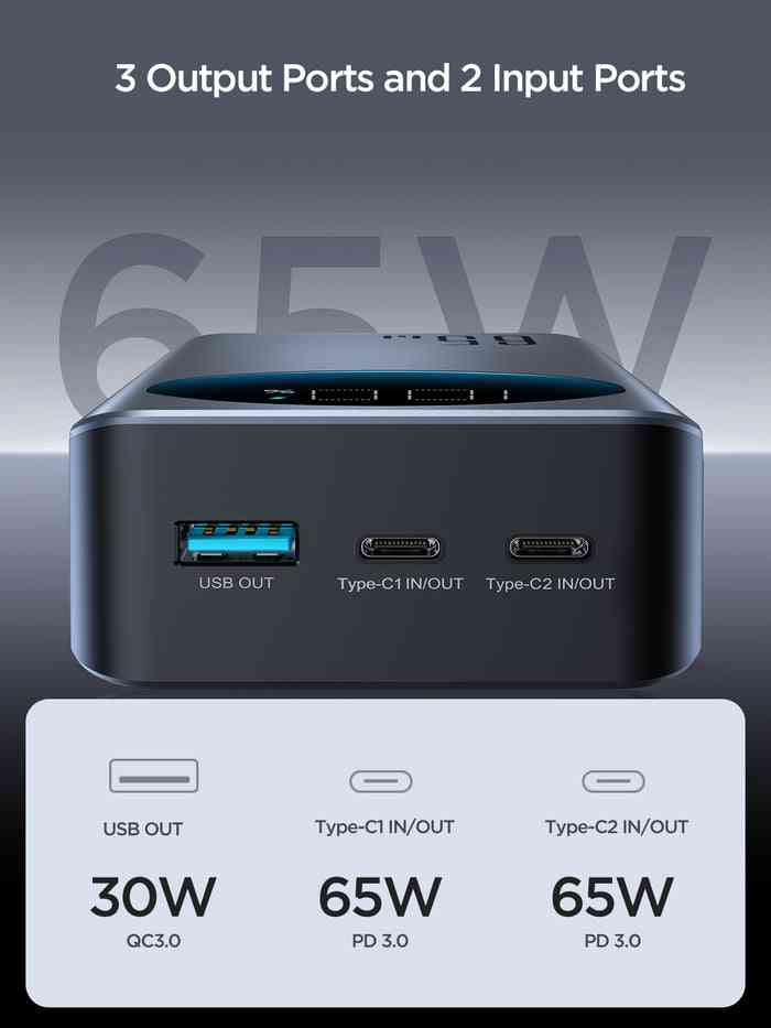 Joyroom JRPBF05 30000mAh 65W Digital Display Super Fast Charger Power Bank